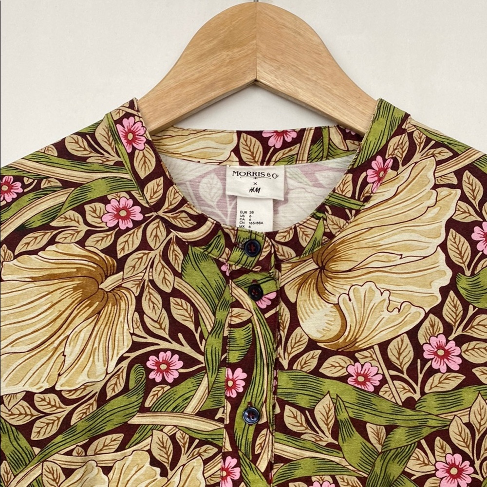 Rare H&M x Morris & Co 6 Dress Floral William Morris Liberty Print Green Pink